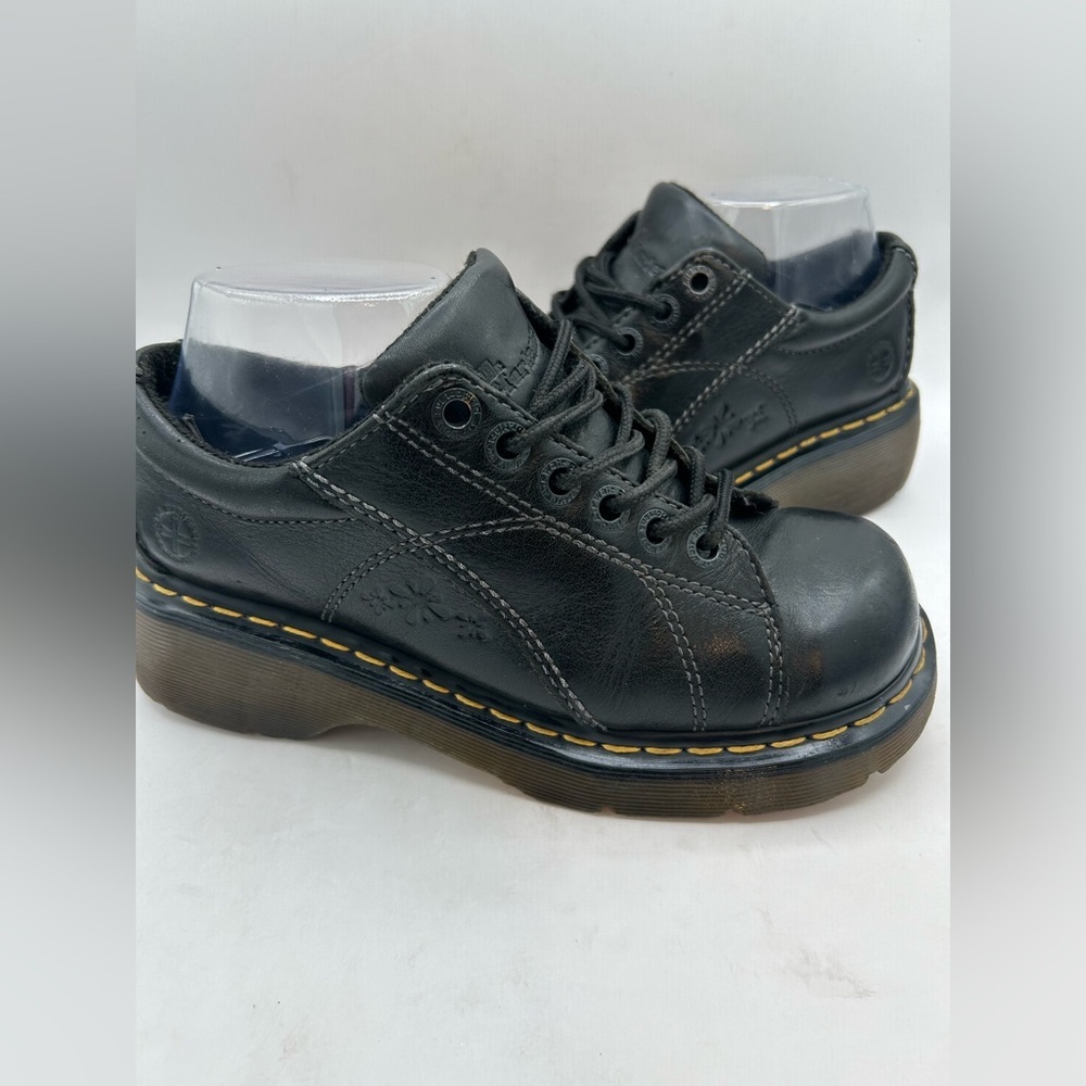 RARE DAISY Flower Dr. Martens Chunky Black Leather 12283 Oxford Boot WMS Sz 7 - Picture 14 of 15
